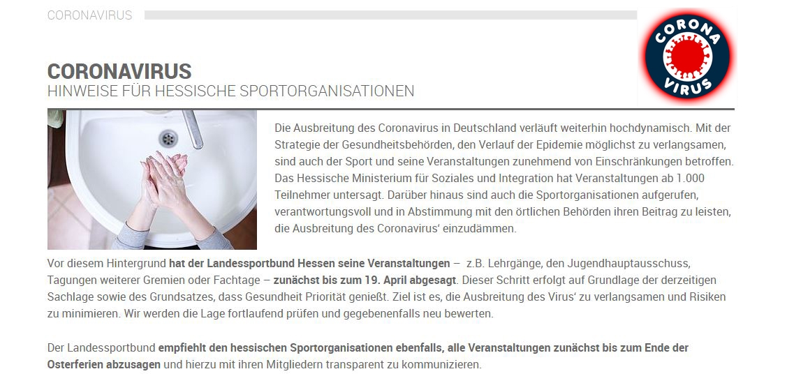 Alle Sportangebote des VfL Wolfhagen momentan ausgesetzt