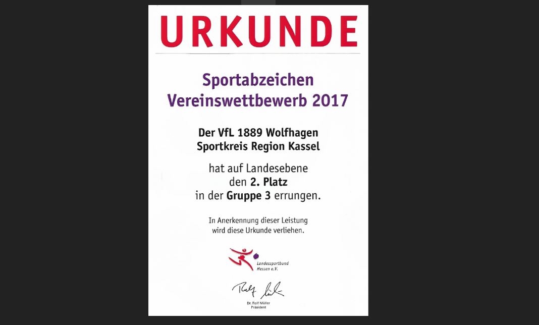 VfL Wolfhagen bei den Sportabzeichen Nr.2 in Hessen